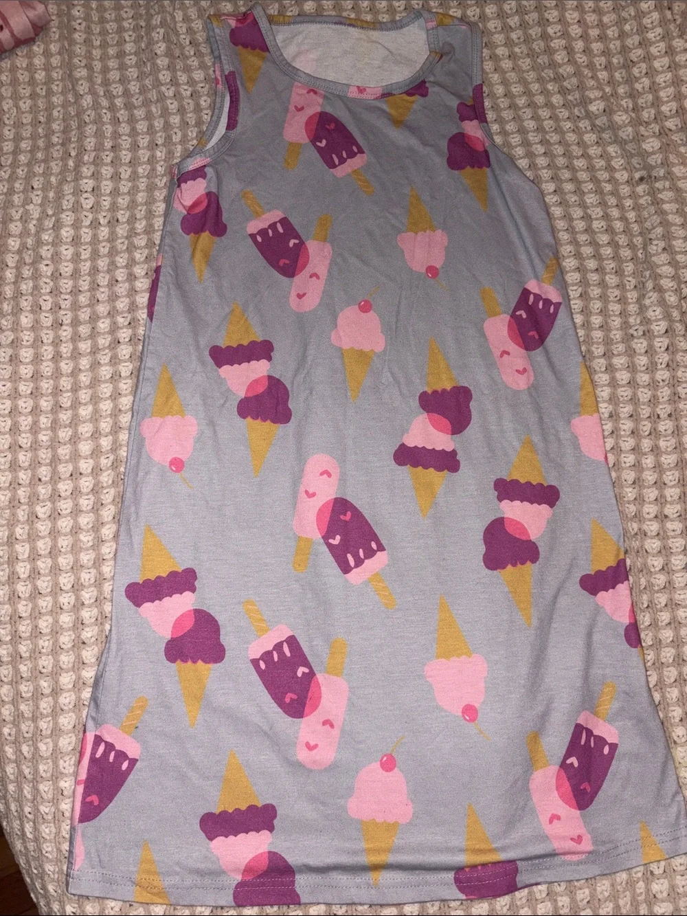 Kids Gray Ice Cream Print Sleeveless Pajama sz 11
